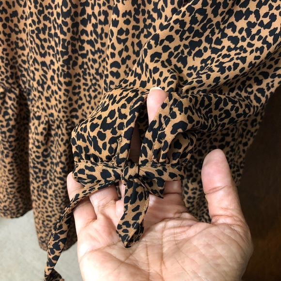 WILD FABLE Animal Print Baby Doll Long Sleeve Mini Dress Sz XS - Picture 5 of 9